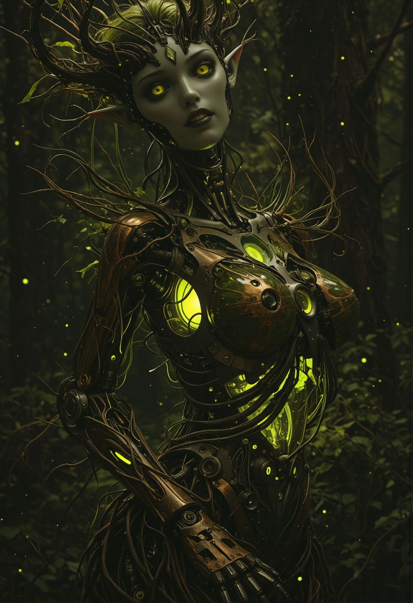 Bioluminescent Forest Cybernetic Dryad — Otaku Showcase original