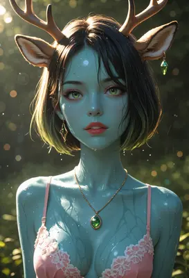 Ethereal Fawn Maiden in the Rain