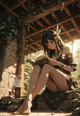 Quiet Reading in the Sunlit Pavilion
