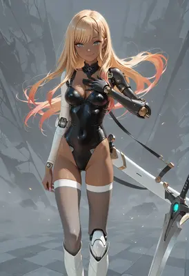 Cyborg Warrior with Glowing Blade