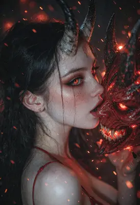 Demoness and the Glowing Ember Mask