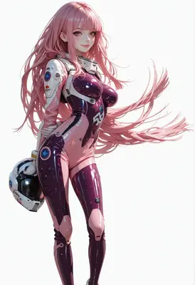 Pink Haired Space Pilot in Suit