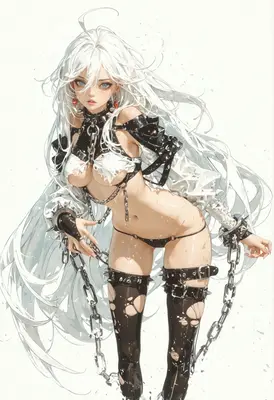 Chained Beauty with White Hair