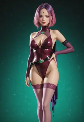Elegant Violet Heroine in Latex