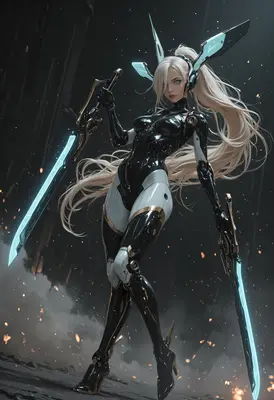 Cybernetic Warrior with Dual Energy Blades