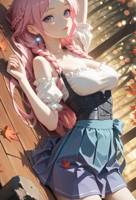 Serene Autumn Afternoon With Pink Hair