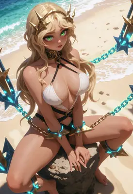 Golden Sea Siren with Glowing Chains