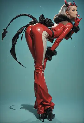 Red Latex Devil Girl with Lollipop