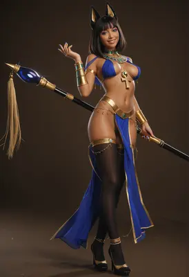 Egyptian Goddess with Golden Staff