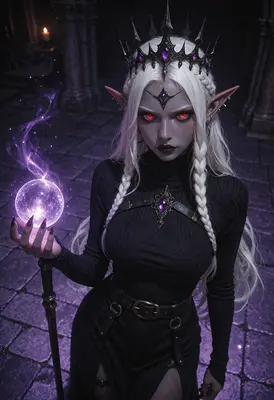 Dark Elf Queen With Magic Orb