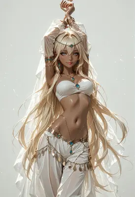 Ethereal Dancer in Shimmering White Silk