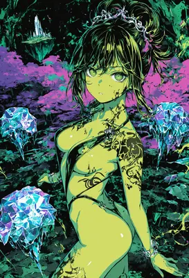 Neon Crystal Forest Guardian