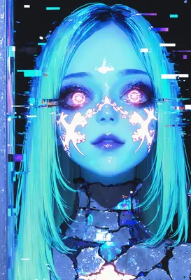 Glitch Goddess of Neon Circuits