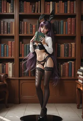 Purple Haired Bunny Girl Librarian