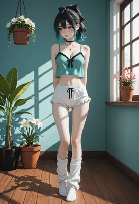 Girl in Teal Lounge Wear