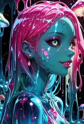 Neon Slime Creature in Glowing Forest