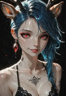 Enigmatic Fawn with Crimson Eyes