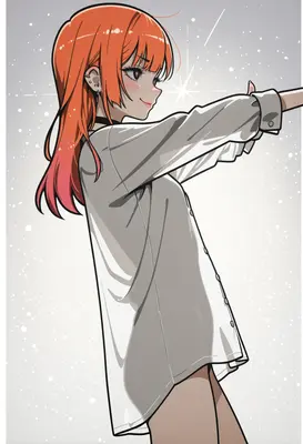 Radiant Girl in Oversized Shirt