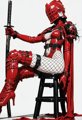 Crimson Knight in Glossy Latex Armor
