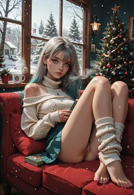 Cozy Winter Reading by the Tree