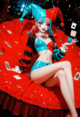 Playful Jester With Floating Playing Cards