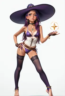 Enchanting Witch Conjuring A Golden Star