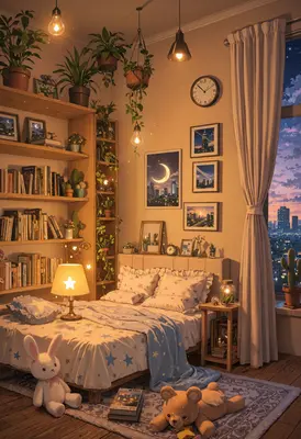 Cozy Starry Bedroom at Twilight