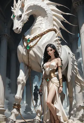 Goddess and Her Mythical White Steed