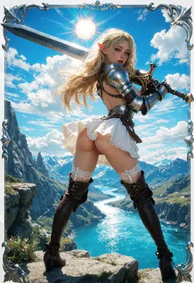 Elven Warrior Facing the Mountain Peaks