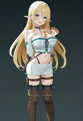 Elf Adventurer With Her Pet Hamsters