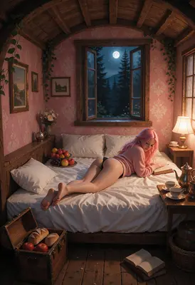 Cozy Night Reading in Pink