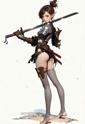 Elf Warrior Resting with Katana