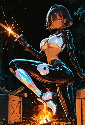 Cybernetic Warrior with Glowing Blade
