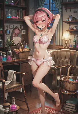 Embarrassed Alchemist in Her Study