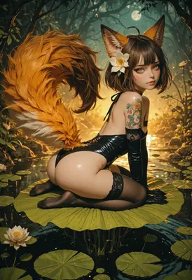 Fox Spirit on a Lily Pad