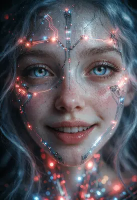 Neon Circuitry Cybernetic Portrait
