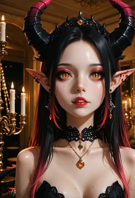 Gothic Demon Queen in Candlelight
