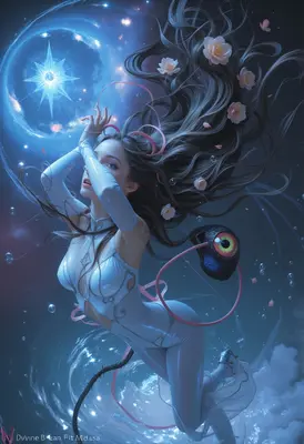 Celestial Maiden Drifting Through Cosmic Waters