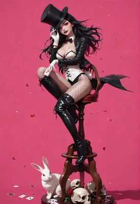 Mysterious Magician with White Rabbit