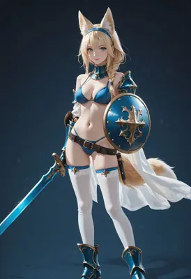Fox Girl Paladin in Blue Armor