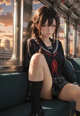 Sunset Commute in School Uniform
