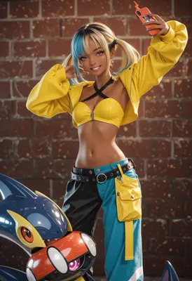 Stylish Trainer with Her Mechanical Companion