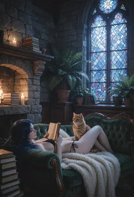 Quiet Reading Session With A Cat