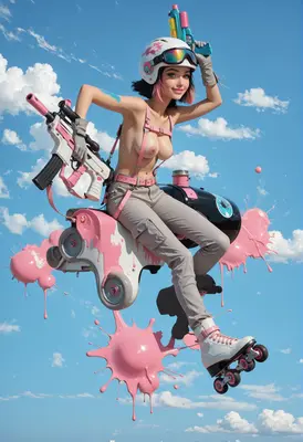Pink Paint Roller Girl Skater