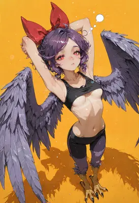 Winged Girl with Red Bow