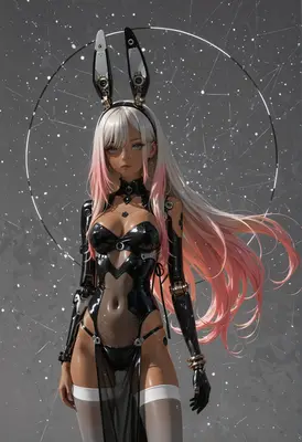 Cybernetic Bunny Girl in Starlight
