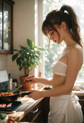 Morning Sunlight Cooking in the Kitchen