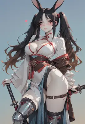 Bunny Girl Warrior with Twin Katanas
