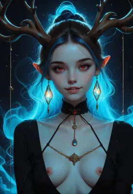 Mystical Forest Spirit with Antlers