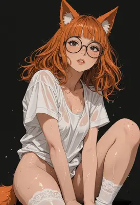 Wet Fox Girl With Glasses